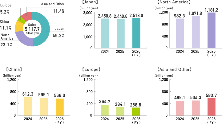 Graph of sales by region