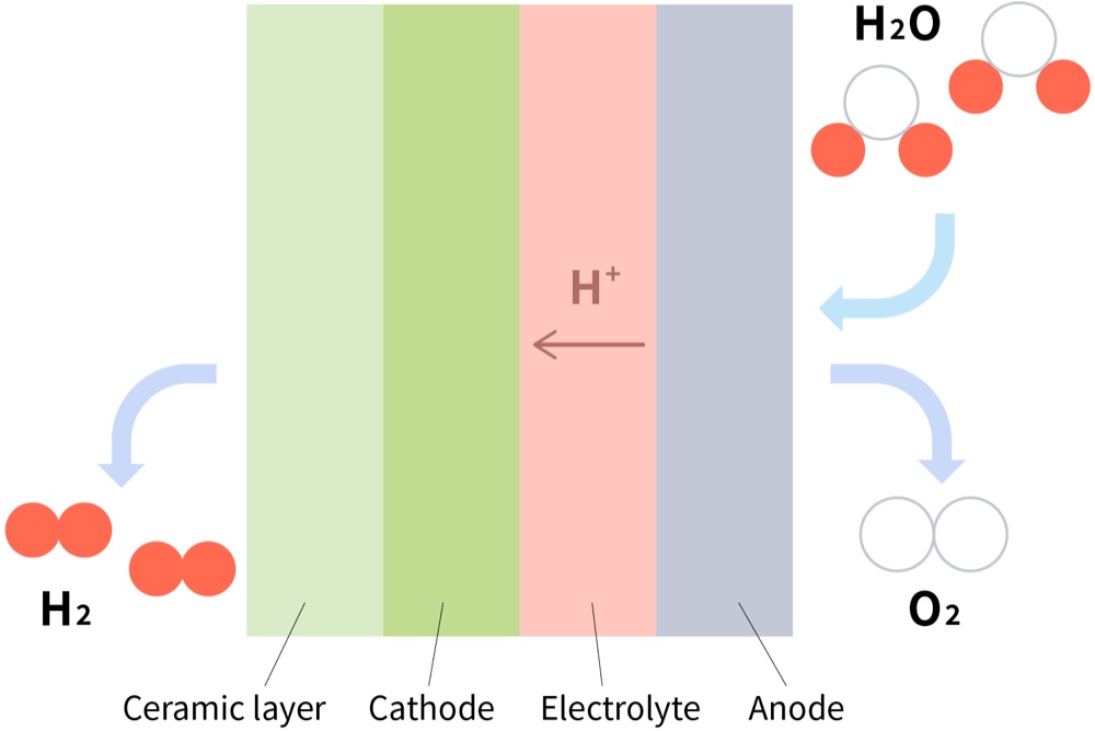 Proton-conducting solid oxide electrolysis cell (PCEC)