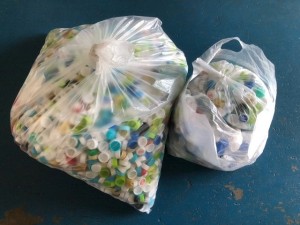 今回集まったペットボトルキャップ