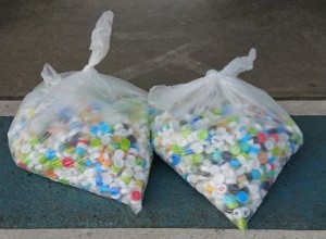 今回集まったペットボトルのキャップ