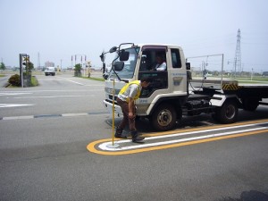 車両点検（飛弾選手）