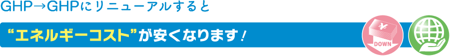 GHP→GHPにリニューアルすると“エネルギーコスト”が安くなります！